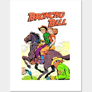 Western  Horse Cowboy Retro Broncho Bill Comic Posters and Art